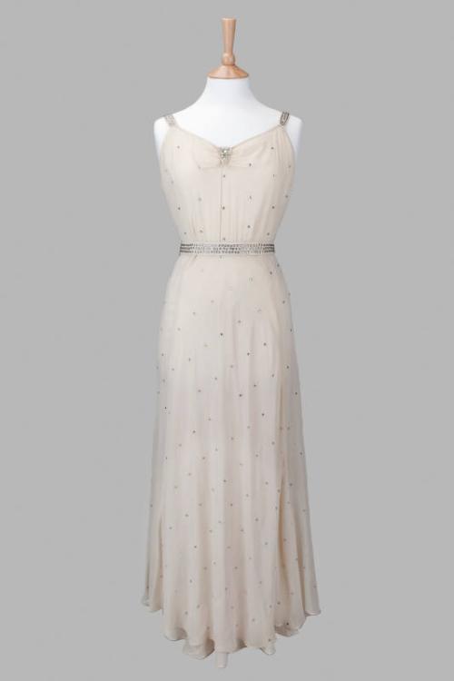 Cream Georgette Evening Dress