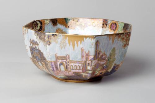 Octagonal Painted Lustre Bowl