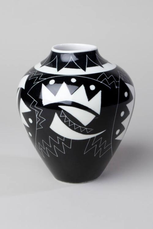 Black Ovoid Vase by Caroline Harvie