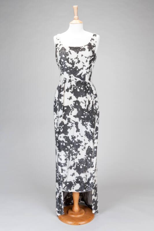 Black and White Abstract Pattern Evening Dress