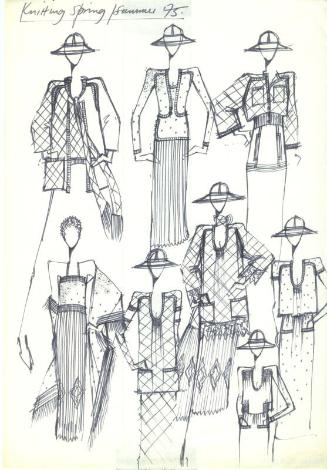 Multidrawing of Knitted Outfits for Spring/Summer 1975 Collection