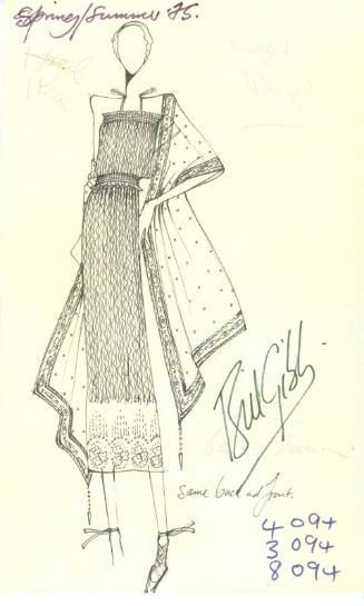 Drawing of Top, Skirt and Wrap for the Spring/Summer 1975 Collection