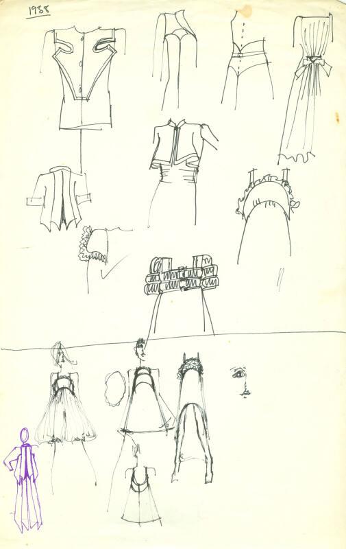 Multidrawing of Dresses and Garment Designs