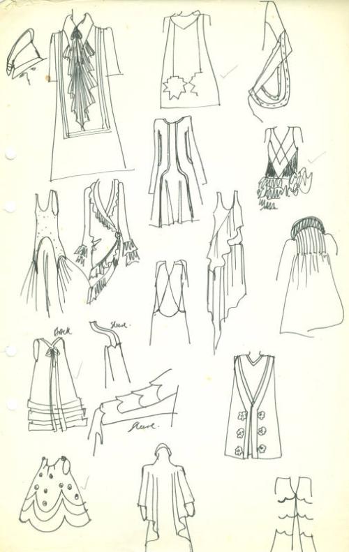 Multidrawing of Dresses and Various Garment Designs