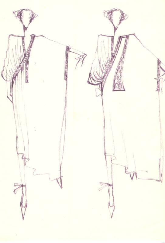 Drawing of Kaftans for the Spring/Summer 1975 Collection