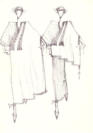 Drawing of Kaftans and a Skirt for the Spring/Summer 1975 Collection