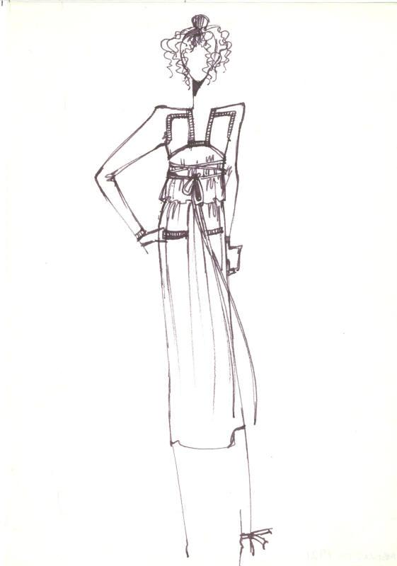 Drawing of Dress for the Spring/Summer 1975 Collection