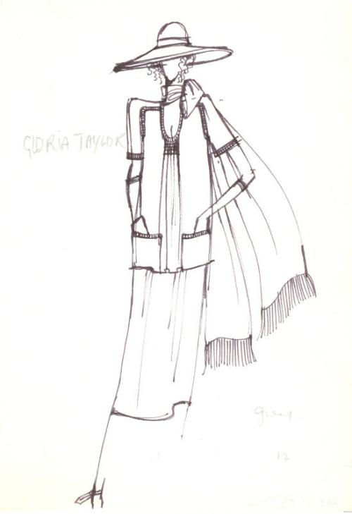 Drawing of Top and Skirt for the Spring/Summer 1975 Collection