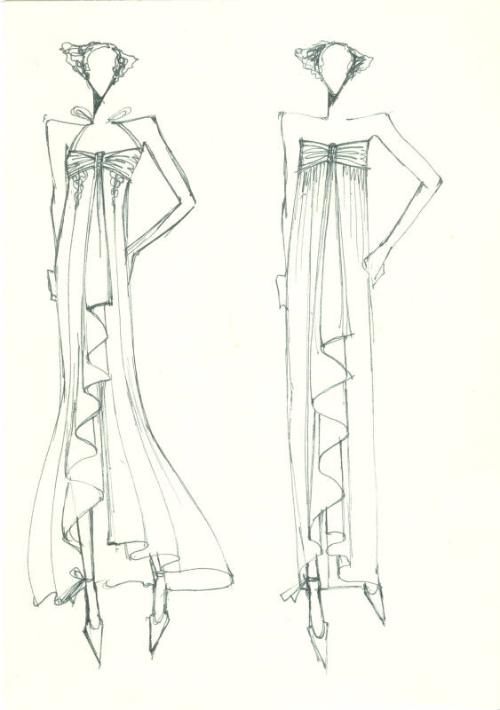 Drawing of Dresses for the Spring/Summer 1975 Collection