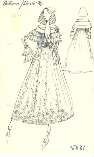 Drawing of A-Line Dress for Autumn/Winter 1974 Collection