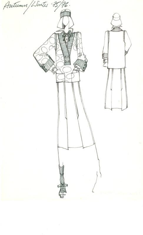 Drawing of Skirt and Top for Autumn/Winter 1975/1976 Collection