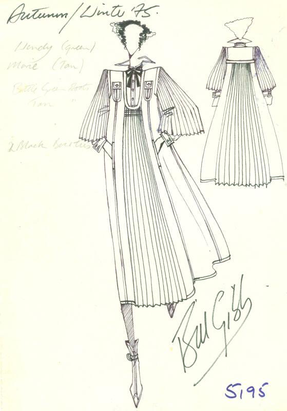 Drawing of Dress for Autumn/Winter 1975 Collection