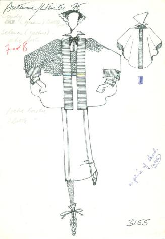 Drawing of Shawl, Top and Skirt for Autumn/Winter 1975 Collection