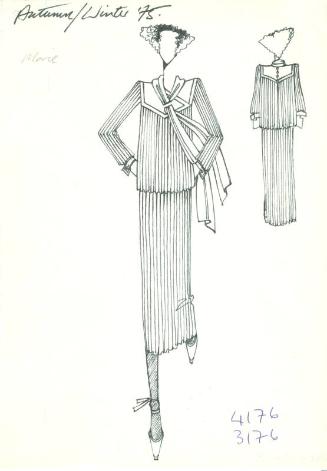 Drawing of Top and Skirt for Autumn/Winter 1975 Collection