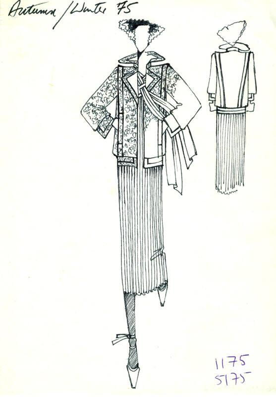 Drawing of Jacket and Dress for Autumn/Winter 1975 Collection