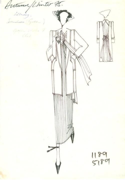 Drawing of Jacket and Dress for Autumn/Winter 1975 Collection