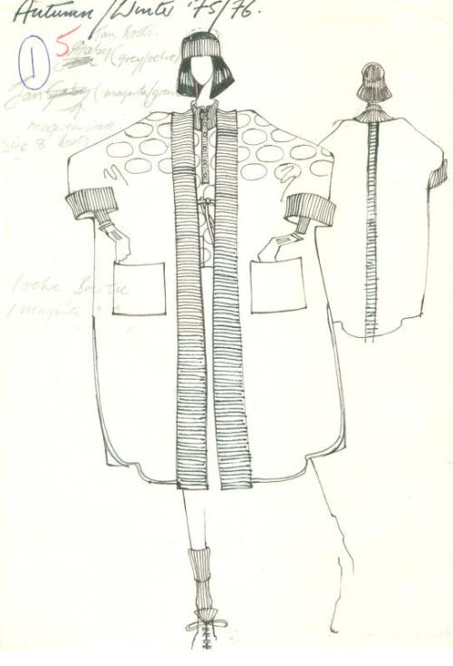 Drawing of Coat for Autumn/Winter 1975/76 Collection