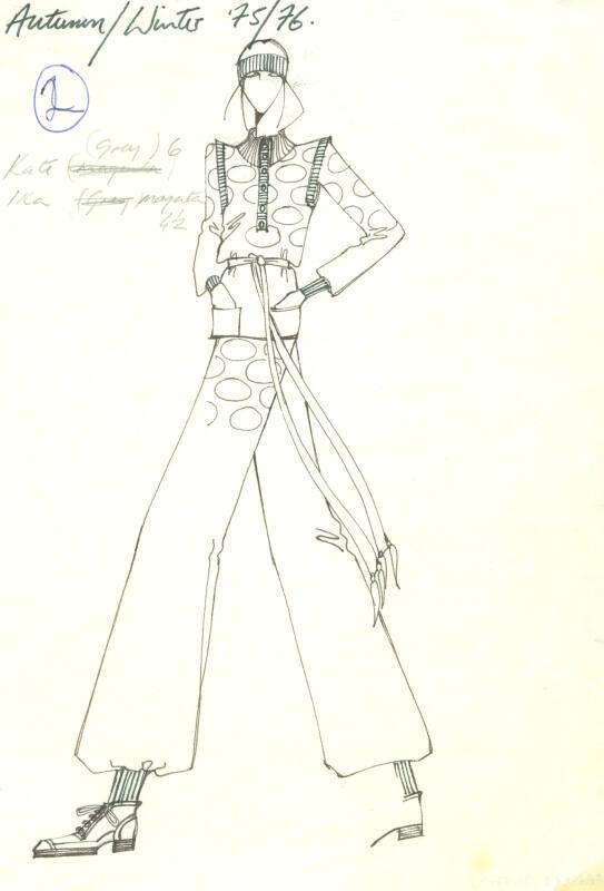 Drawing of Top and Trousers for Autumn/Winter 1975/76 Collection