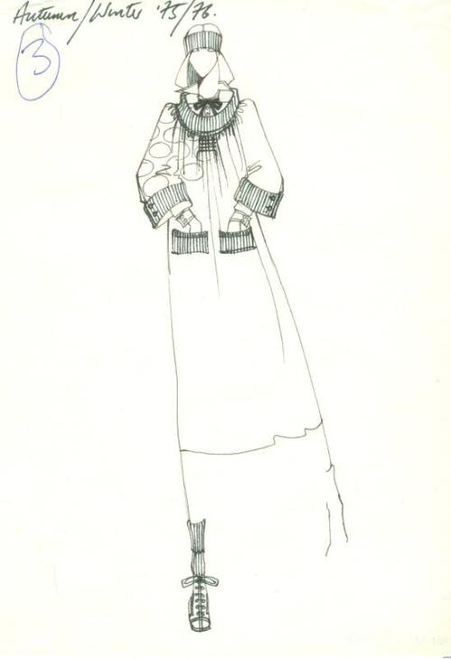 Drawing of Smock Coat for Autumn/Winter 1975/76 Collection