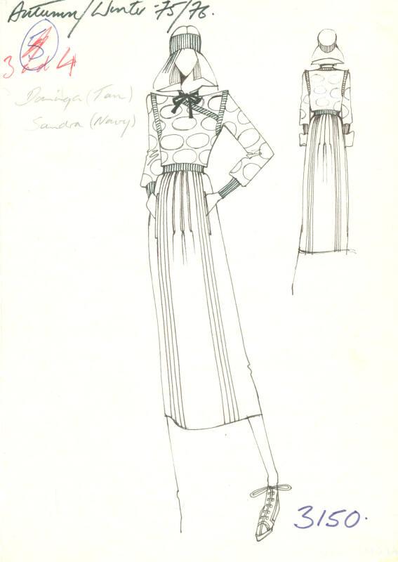 Drawing of Top and Skirt for Autumn/Winter 1975/76 Collection