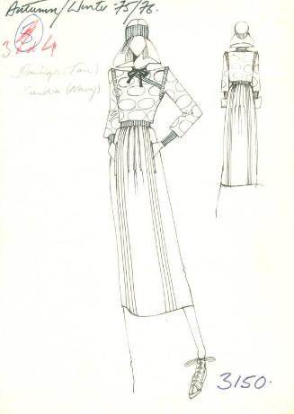 Drawing of Top and Skirt for Autumn/Winter 1975/76 Collection