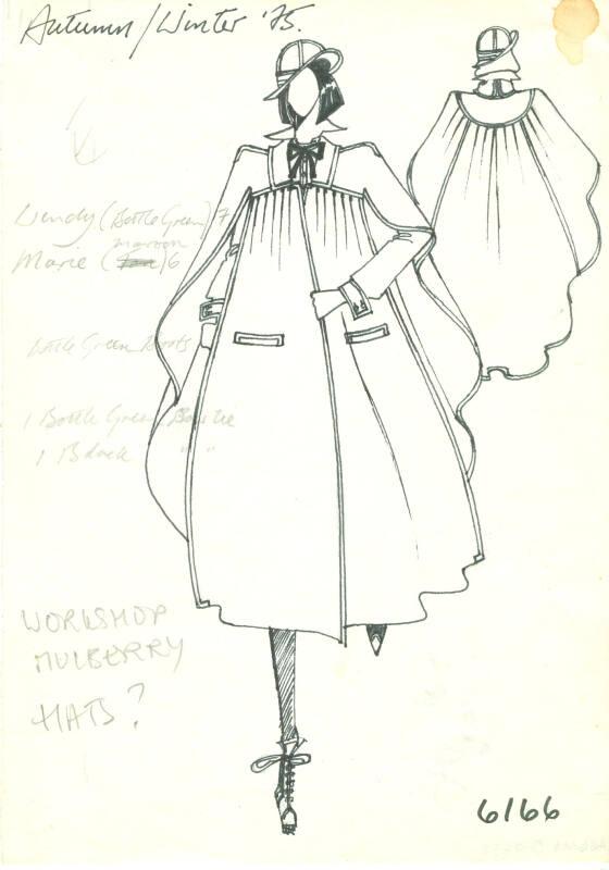 Drawing of Coat for Autumn/Winter 1975 Collection