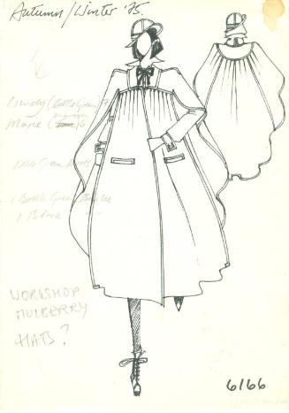 Drawing of Coat for Autumn/Winter 1975 Collection