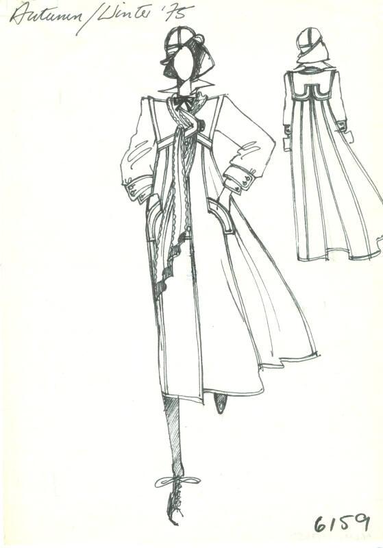 Drawing of Coat for Autumn/Winter 1975 Collection