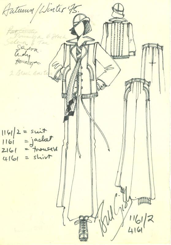 Drawing of Jacket and Trousers for Autumn/Winter 1975 Collection