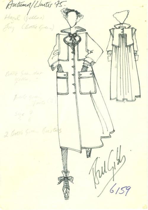 Drawing of Coat for Autumn/Winter 1975 Collection