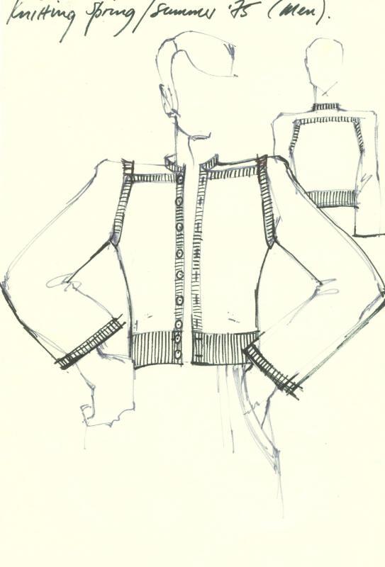 Drawing of Man's Cardigan for the Spring/Summer 1975 Knitwear Collection