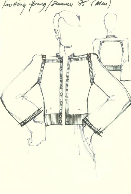 Drawing of Man's Cardigan for the Spring/Summer 1975 Knitwear Collection