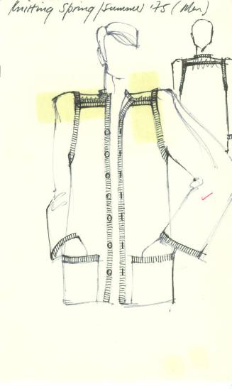 Drawing of Man's Cardigan for the Spring/Summer 1975 Knitwear Collection