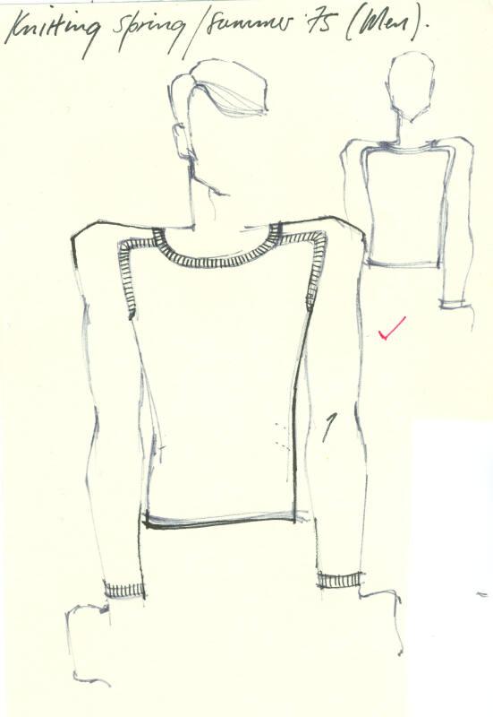 Drawing of Man's Jumper for the Spring/Summer 1975 Knitwear Collection