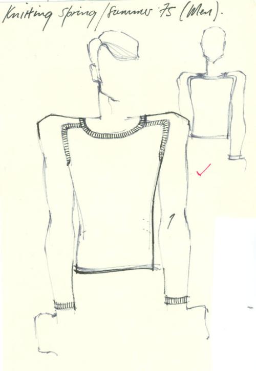 Drawing of Man's Jumper for the Spring/Summer 1975 Knitwear Collection