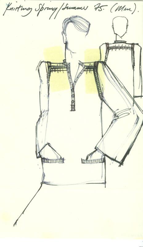 Drawing of Man's Shirt for the Spring/Summer 1975 Knitwear Collection