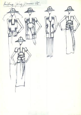 Multidrawing of Tops, Skirts and Dresses for the Spring/Summer 1975 Knitwear Collection