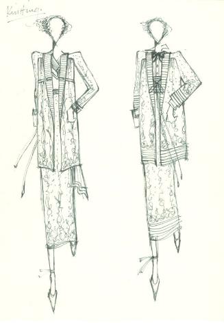 Multidrawing of Blouses, Skirts and Cardigans for the Spring/Summer 1975 Knitwear Collection