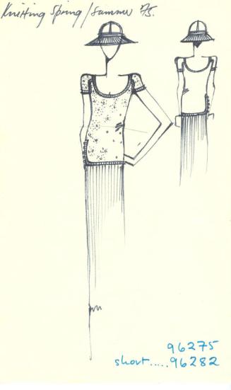 Multidrawing of Top and Skirt for the Spring/Summer 1975 Knitwear Collection