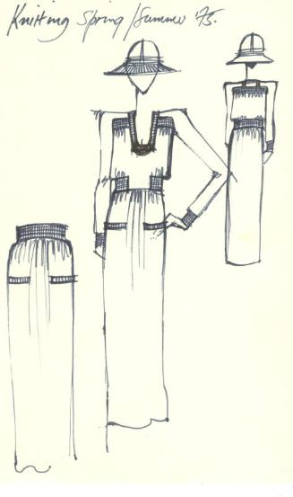 Multidrawing of Top and Skirt for the Spring/Summer 1975 Knitwear Collection