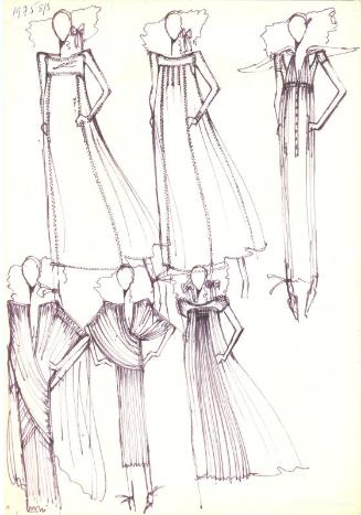 Multidrawing of Dresses for the Spring/Summer 1975 Collection