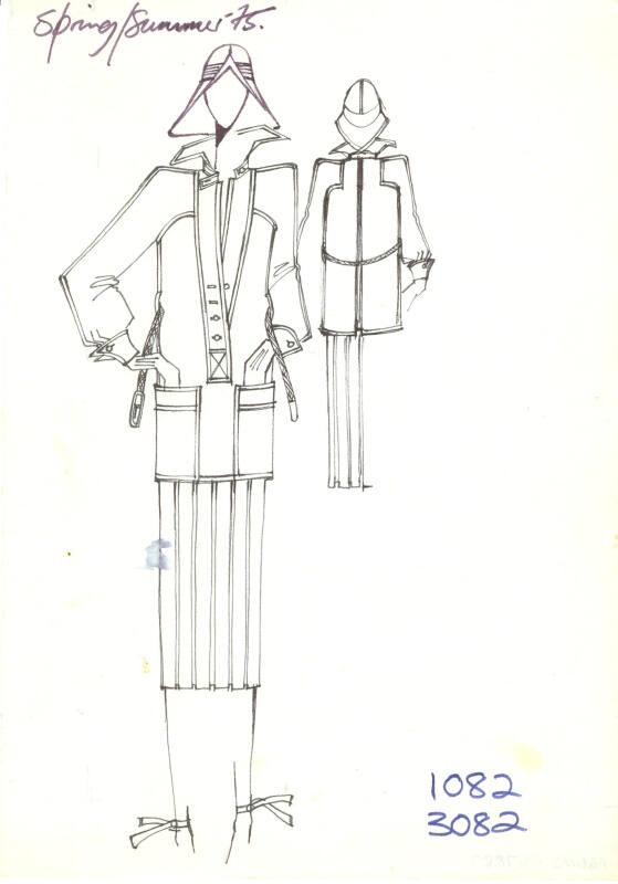 Drawing of Top and Skirt for the Spring/Summer 1975 Collection