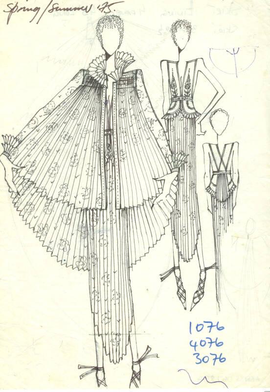 Drawing of Jacket, Top and Skirt for the Spring/Summer 1975 Collection