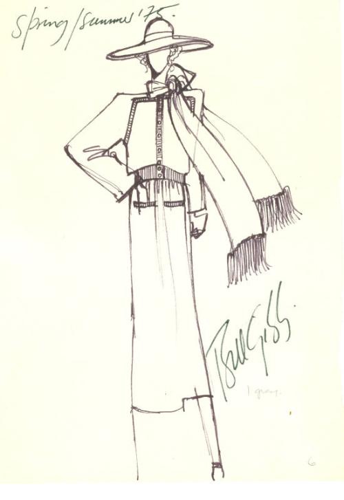 Drawing of Dress for the Spring/Summer 1975 Collection