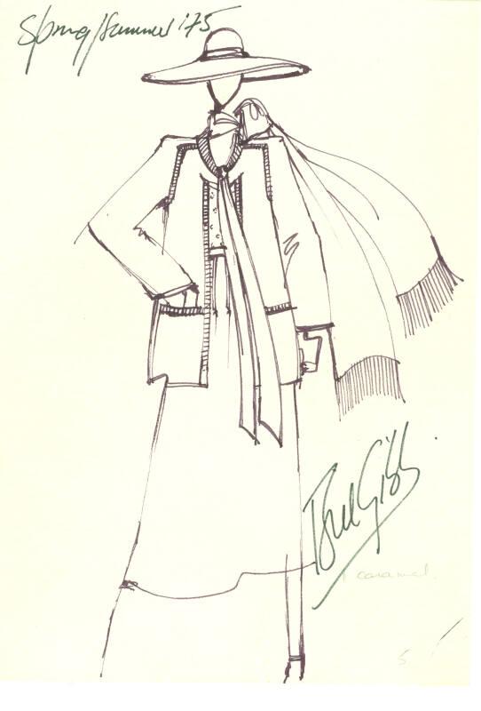 Drawing of Jacket, Top and Skirt for the Spring/Summer 1975 Collection