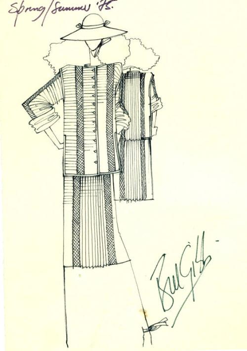 Drawing of Jacket and Skirt for the Spring/Summer 1975 Collection