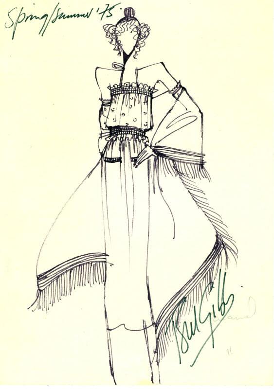 Drawing of Top and Skirt for the Spring/Summer 1975 Collection