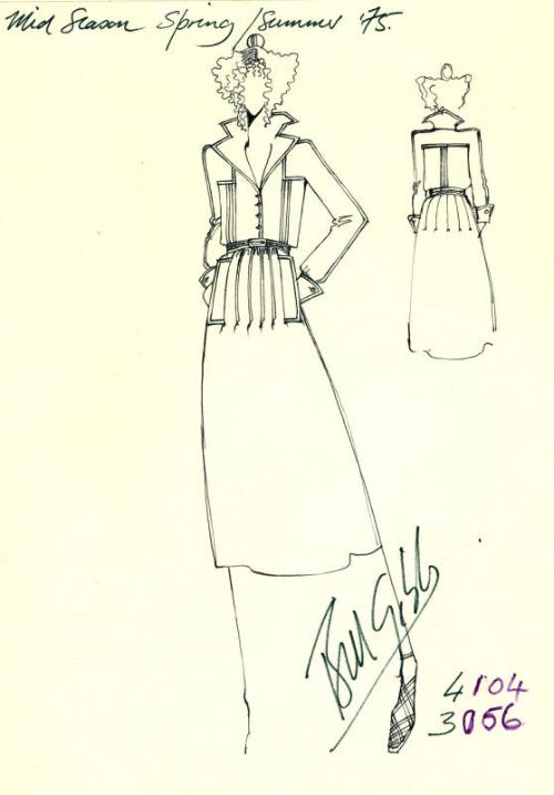 Drawing of Blouse and Skirt for the Spring/Summer 1975 Collection