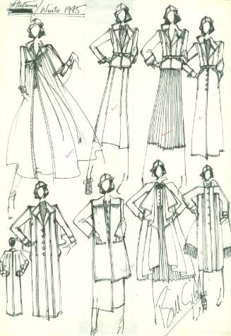 Multidrawing of Coats, Jackets and Skirts for the Autumn/Winter 1975 Collection