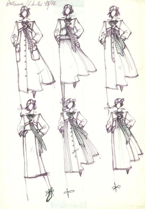 Multidrawing of Coat for the Autumn/Winter 1975 Collection